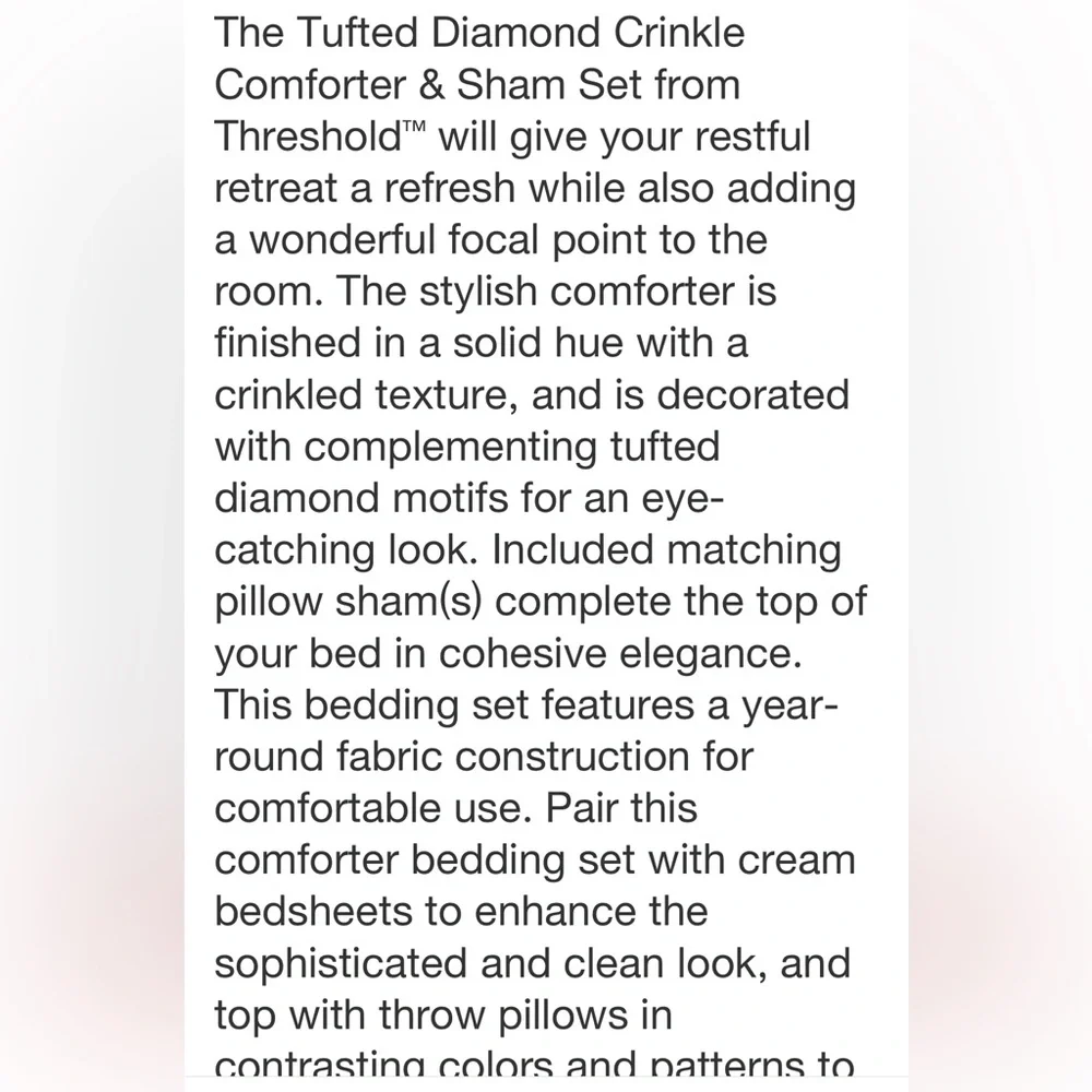 THRESHOLD NWT tufted diamond crinkle comforter & sham set -teal -twin